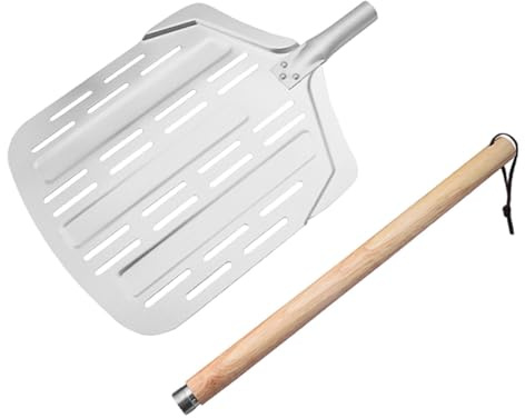 MagiDeal Pelle à Pizza en métal, Accessoires pour Four à Pizza, carré pour, pour Lancer, Tourner, récupérer, avec Long Manche en Bois, Longueur Totale 89.5