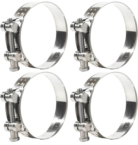 4Pzs Abrazaderas de Manguera Acero Inoxidable 304 con Perno en T 92-97mm Alta Presión Ajustables con Tuerca Autoblocante para Turbo Radiador Escape Moto Automóvil