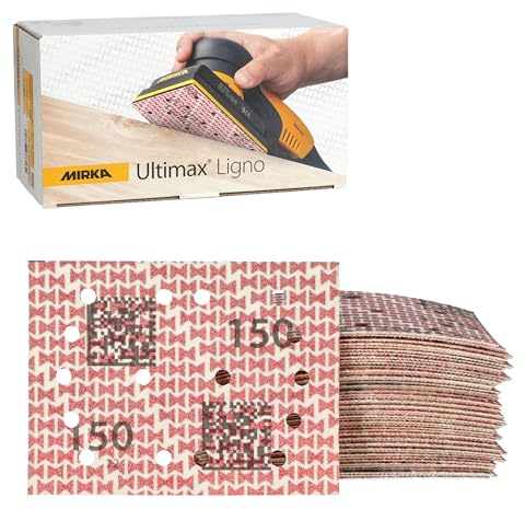 Mirka Ultimax Ligno 3x4 in 150 Grit Wood Sanding Sheets Hook & Loop 50 Pack