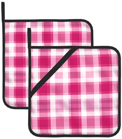 2 presine con tasca, resistenti al calore, per controsoffitti, guanti da forno, presine bianche a quadri per cucina, sottopentola da forno da 20,3 cm