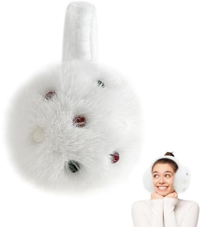 PORUPAEL Öronmuffar vinter plysch öronmuffar varma öronvärmare plysch fluffig vinter vikbar öronvärmare skidåkning snö löpning öronskydd varm wrap utomhus öronskydd, Vitt, 1