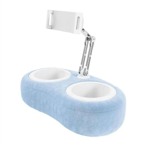 Tablet Stand Pillow with 2 Trays – 360° Adjustable Phone Holder for Bed, Compatible with 4.7-13”Phones & Tablets, Soft Plush Pillow with Detachable Snack Bowl,Gift for Reading Accessories on Bed,Sofa