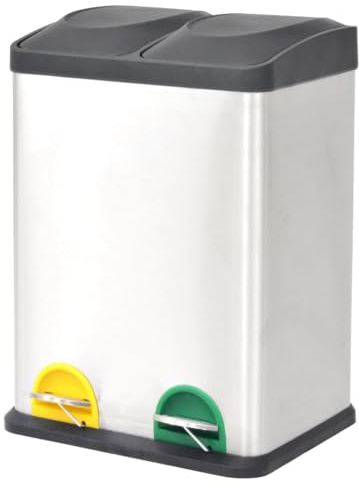 Genérico Cubo de Reciclaje y Basura con Pedal Acero Inoxidable 36 L,Casa y jardín,Productos del hogar,Contenedores de residuos,Cubos de la Basura y papeleras,Plateado,7.17 KG,50600