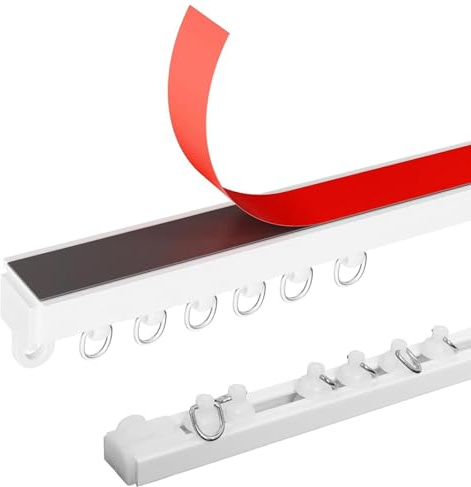 Carril de Cortina con Montaje en Techo, Sin Taladrar, Riel de Cortina Adhesivo para Pared, Fácil Instalación Separador de Ambientes para Dormitorio Ventana Oficina(Wall Mount,0.7m(2.3ft))