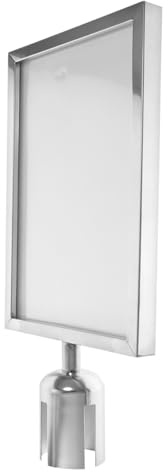 LOORGVEL Porte-panneau et Poteau à Ceinture Rétractable, Cadre Vertical A4 en Acier Inoxydable, Facile à Nettoyer, pour Files D’attente Aéroport Bureaux