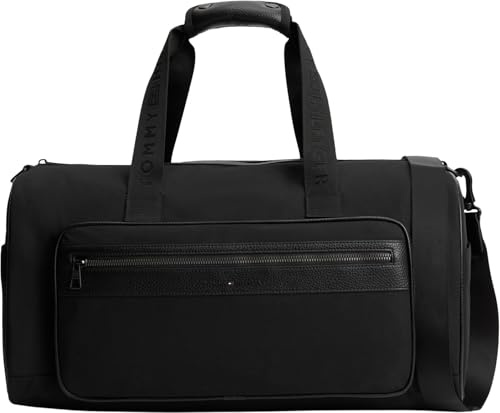 Tommy Hilfiger Herren Weekender Reisetasche Repreve Duffle mit Crossbody-Riemen, Schwarz (Black), Einheitsgröße
