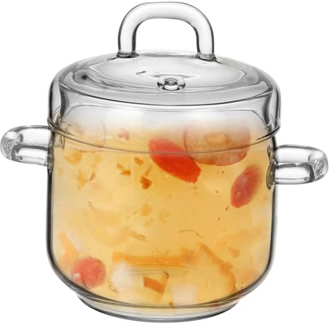 UTHCLO Verre Cuit-vapeur Résistant Haute Température avec Double Anse Transparent pour Cuisson Vapeur Œufs Pudding Soupe et Nid Oiseau