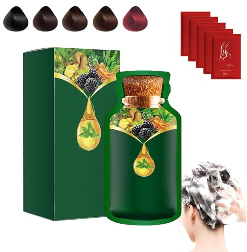 Tintura per capelli delicata a base vegetale ad uso rapido, estratto vegetale puro per tintura a bolle di colore dei capelli grigi con maschera per capelli (Coffee Brown)