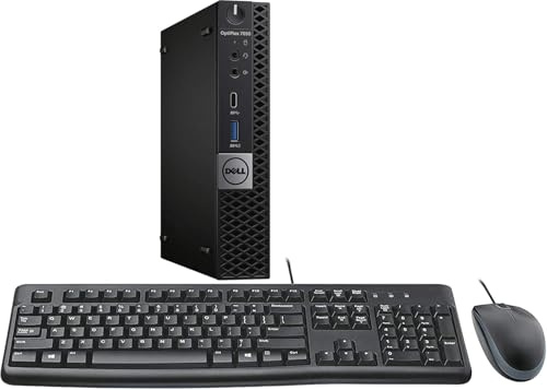 Dell Optiplex 7050 Mini Desktop Computer PC, Intel Core i5-6500, 8 GB RAM, 256 GB SSD, WiFi, Bluetooth, US QWERTY Tastatur, Windows 11 Pro (Generalüberholt)