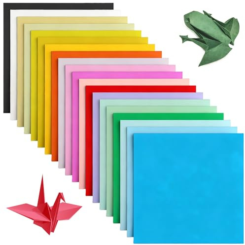 Bitone Coloured Origami Paper 100 Sheets,15x15 cm/6'' Double Sided 20 Coloured Square Folding Paper for DIY Arts Crafts Projects Kids Adults (100)