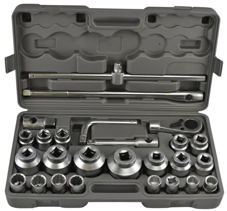 SATKIT Juego de Herramientas 3/4 26 Piezas Vasos Extragrandes 21-65 mm Acero Cromo-Vanadio para Camiones y Tractores