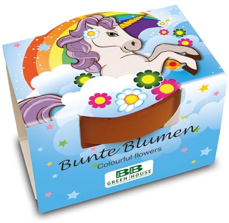 Bull & Bear Mini Pflanzset 'Einhorn' mit Blumensamen im Topf 4,5cm, Bunte Blumen als Anzuchtset mit Pflegeanleitung