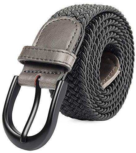Mile High Life Cintura Intrecciata Elasticizzata | Fibbia Ovale in Tinta Unita Nera | Parte Terminale in Pelle Sintetica Uomo/Donna/Bambino (7 Taglie 27 Colori