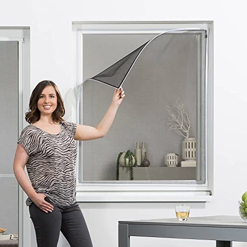 empasa Fliegengitter Fenster Magnet 'EASY' Insektenschutz Magnetfenster flexibler Magnetrahmen mit umlaufendem selbstklebendem Magnetstreifen in 130 x 150 cm, 100 x 120 cm, weiß