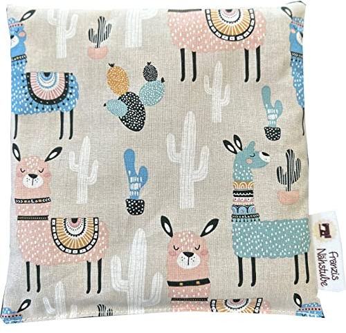 Franzis Nähstube 20x20cm Kirschkernkissen Alpaka in 100% Baumwolle I Körnerkissen Kirschkern 20x20 für Mikrowelle I Wärmekissen, Kirschkernkissen, Nackenwärmekissen