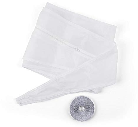 Klarstein Lote de aislamiento de ventanas para aires acondicionados portátiles - 3,9 m de largo, Cremallera, Velcro, Tubo flexible, Ajustable, Blanco