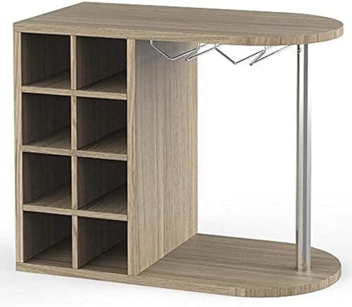 BAKAJI Étagère Cave à Bouteilles à vin pour spiritueux Mural ou Table, Structure en Bois Cave avec 2 étagères 8 Places Porte-Bouteilles et Porte-gobelets en métal 42 x 52 x 28 cm (chêne)
