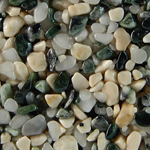Terralith Steinteppich Marmor Komplett-Set für 1qm - Körnung: mittel - 4-6mm mit Epoxidharz Bindemittel - für Innen in schwarz-weiß (mix verona)