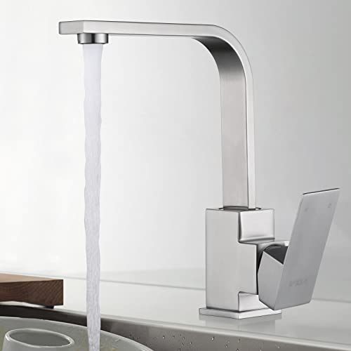 iVIGA Grifo de cocina de alta presión, acero inoxidable, giratorio 360°, monomando para fregadero