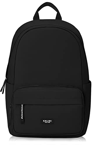 KALIDI Rucksack,Damen & Herren Backpack mit Laptopfach,Unisex Daypack Schulrucksack,Wasserdichter Tagesrucksack für Freizeit Schule Job,Schwarz
