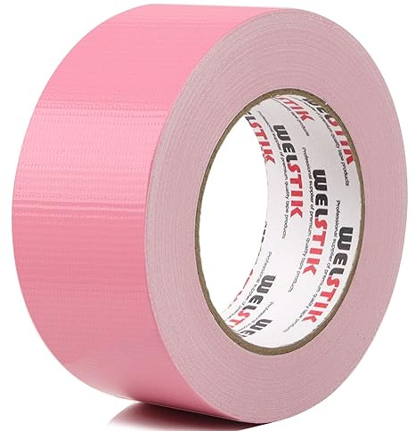 WELSTIK Cinta adhesiva profesional impermeable para reparaciones, bricolaje, manualidades, uso en interiores y exteriores, color rosa, 50 mm x 41 m