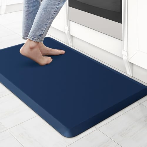 KitchenClouds Küchenmatte, gepolstert, Anti-Müdigkeit, Küchenteppich, 43.9x71.1 cm, wasserdicht, rutschfest, Küchenteppiche und Matten, Stehpultmatte, Waschbecken, Büro (blau)