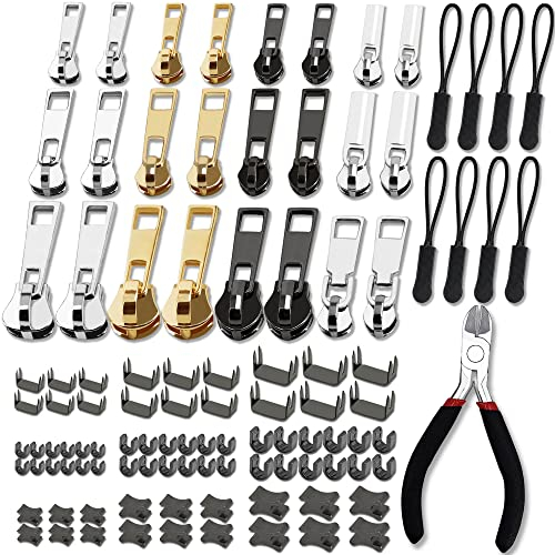Haraqi 105 Stück Reißverschluss Reparatur Set,Reisverschlussreparaturset Zipper, Ersatz Reissverschluss Zipper, Reißverschluss Reparaturset Zipper(3 Größen: #3/5/8)