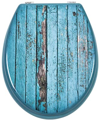 Generic Toilettensitz WC Sitz mit Absenkautomatik Blau-Gestreift