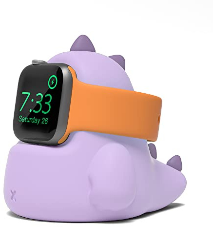 ELETIUO Charger Stand Compatible with Apple Watch Series Ultra/8/SE2/7/6/SE/5/4/3/2/1 (49mm,45mm, 44mm, 42mm, 41mm, 40mm, 38mm),Dinosaur iWatch Charging Dock,Supports Nightstand Mode,Purple