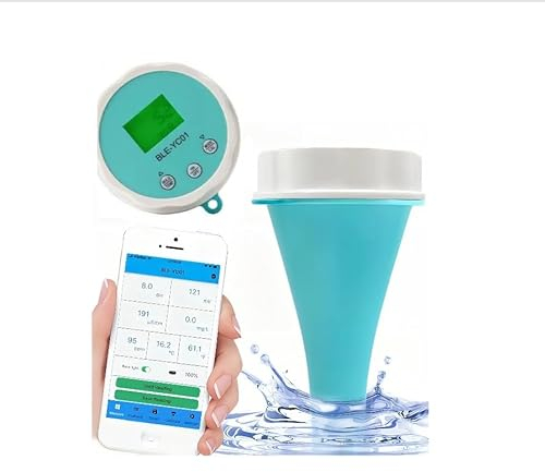 Bluetooth PH Chlor Messgerät für Pool Digitales Chlor ORP EC Temperatur PH Messgerät Bluetooth 6 in 1 Wasserqualitätsprüfer PH Messgerät für Schwimmbad Aquarium Spa Schwimmbad Qualitätsprüfgerät