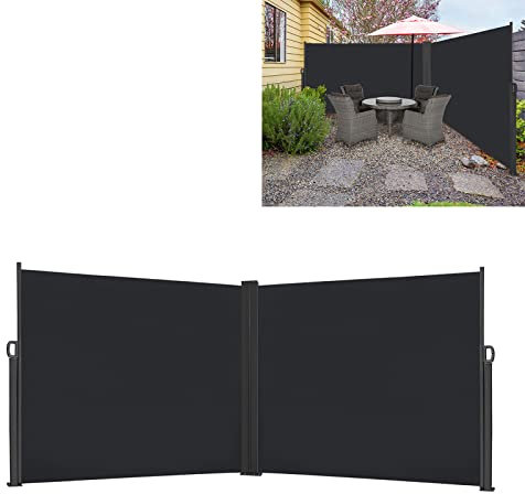 JOIEYOU Tenda da sole laterale allungabile, opaca, verticale, per esterni, frangivista, separatore spazio, tenda parasole laterale, per balcone e terrazza, 200 x 300 cm, antracite
