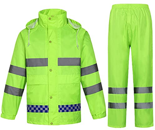 Btmpmcs Mens Waterproof Jacket/Trouser Rainsuit Outdoor Windproof Hooded Raincoat Ultra-Lite Protective Rainwear Reusable Rain Gear Duarable Work Wear with Safe Reflective Strip