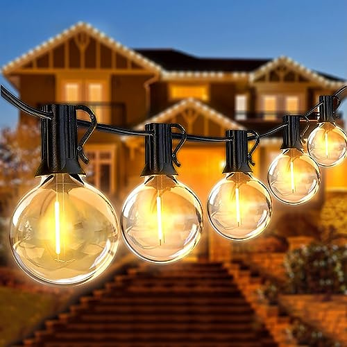 WYQSX Lichterkette Außen, 15M 50+2 LED Lichterkette Glühbirnen Aussen, G40 Lichterkette Wasserdicht für Gärten Innen Balkon Party Dekoration Outdoor (Warmweiß)