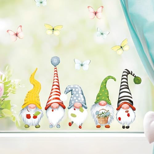 Wandtattoo Loft Fensterbild Frühling Ostern 5 Zwerge Schmetterlinge Fensterdeko Kinderzimmer Kind Frühlingsdeko Osterdeko, A2 Bogen