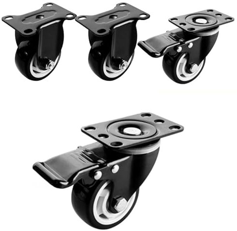 HJXGQJM Möbelrollen, Möbelrollen Mit Bremse, Doppelt Kugelgelagerte Transportrollen Lenkbar, Schwerlastrollen Mit Bremse, Kleine Lenkrollen für Innen Und Außen (Size : 5in(2 Brake+2 Fixed))