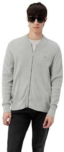 Tommy Hilfiger Cárdigan de Punto con Cremallera Hombre Structure Baseball Zip Through sin Capucha, Gris (Light Grey Heather), M