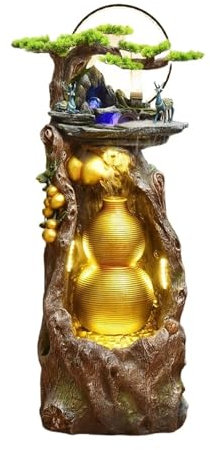 Fontaine de Jardin Rocaille de Plancher de Circulation d'eau de Gourde de Salon, Fontaine Chinoise de Bureau, décoration extérieure Fontaines Extérieures (Color : 5)
