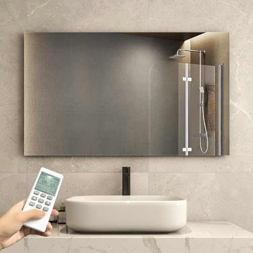 Specchio per riscaldamento a infrarossi con termostato, 580 Watt, riscaldamento a specchio, a infrarossi, riscaldamento da parete con telecomando, riscaldamento elettrico, pannello di riscaldamento