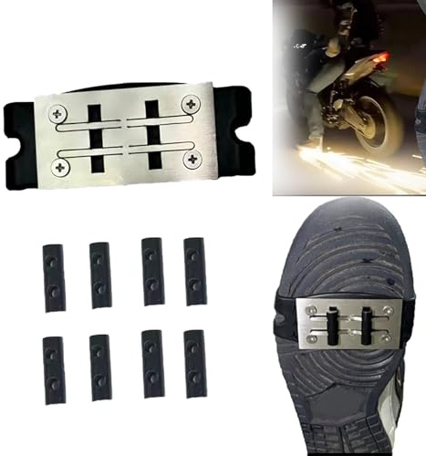 Fahrrad Reibung Funken Werkzeug Pads, Motorrad, Fahrrad Feuerstein Pads, Skateboard-Zubehör, Fußbremse Funken Fuß Druck Schieber Radfahren Schuhüberzüge (1*Schuhüberzug + 8*Feuerstein)