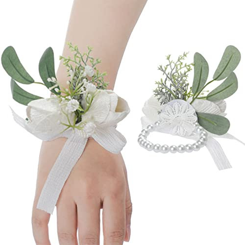 RKJRTK Anstecknadel für Hochzeit, künstliche Rose, Ansteckblume für das Handgelenk, Party, Abschlussball, Armband, Brosche