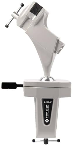 BERNSTEIN Spannfix Kugelgelenk-Schraubstock Drehbar 360° + 45° Neigbar | Weiß | Zum Anklemmen an die Werkbank | Backenbreite 50mm | Tischschraubstock Weiß | Spannweite 70 mm