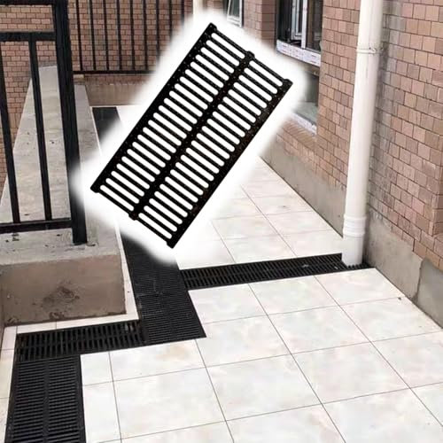 Dailify Entwässerungsrinne Abwasserablaufgitter für Balkone, Herausnehmbares Abwassergraben-Abflusssystem, Küchen Plätze Garagen Bodenabläufe, Gullyrostplatten(20 x 2.5cm (7 7/8x1))
