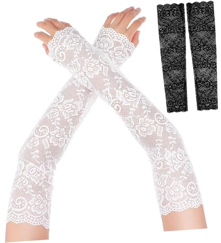 OKUMEYR 2paare Lace Arm Sleeves Für Damen Spitzenärmel Und Ellenbogenlange Armstulpen Für Hochzeiten Und Teepartys Stretchmaterial Für Bequemen Sitz Und Schutz Der