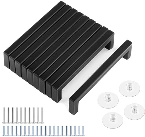 Tufa Maniglie per Mobili da Cucina, 10 Pezzi Maniglie Cucina Maniglie Armadio 96mm, per Mobili da Cucina, con 2 Tipi Vite per Cassetti| Distanza Fori 96 mm+ 4 Maniglie Autoadesive
