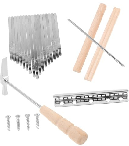 Yardwe Kalimba Inklusive Holzbrücke Zubehörset mit 17 Tönen Selbstgemacht für Einfache Montage und Stahlstimmhammer und Reibungslosen Klang Beim Daumenklavier Spielen