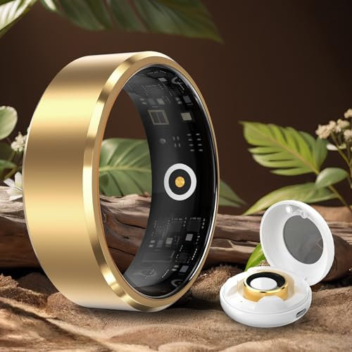 YD Life Smart Ring für Herren Damen - 2025 AI Fitness Tracker 5 ATM wasserdicht mit Temperaturmessung, 100+ Sportmodi, Schlafmonitor, Herzquenz, SpO2, Smartring für Android iOS (Gold, #10-20,1 mm)