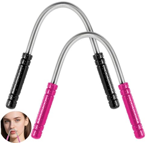 2 Pieces Facial Hair Remover, Hair Removal Tool, Threading Tool Remove Hair, from Upper Lip, Chin, Cheeks and Neck for Women Girls or Men (Black, Rose Red)