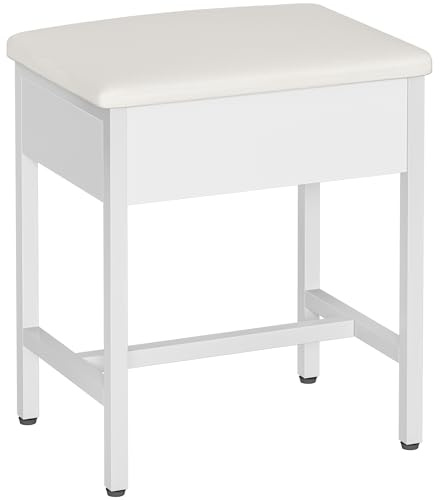 Hzuaneri Schminkhocker, Wohnzimmer Fußhocker,Weiß | Gepolsterter Schminkhocker, Geeignet für Ankleidezimmer, Schlafzimmer, Eingangsbereich, 30 x 40 x 46 cm, VS32503X