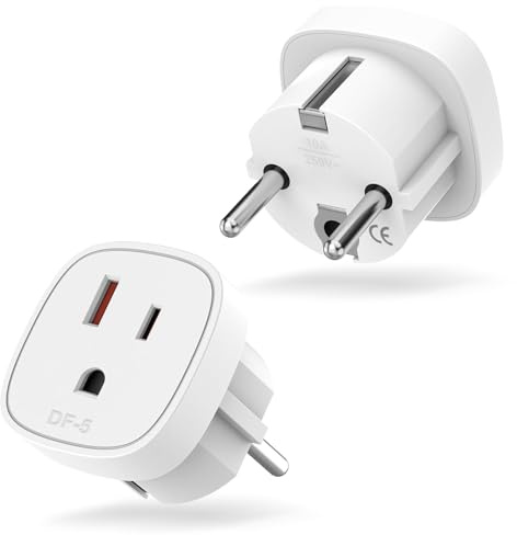 Ticenpe Adaptateur Prise USA vers France 2 Pièces Adaptateur USA vers EU, Adaptateur Prise Americaine vers France, Prise Americaine Adaptateur Francais (100~250V, 3250W)