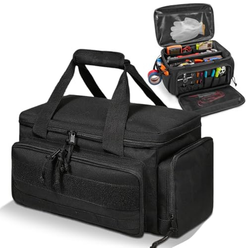 Borsa per attrezzi per uomo, elettricista, impermeabile, borsa attrezzi multifunzionale, scatola attrezzi universale con molteplici tasche per artigiani, elettricisti, falegnami